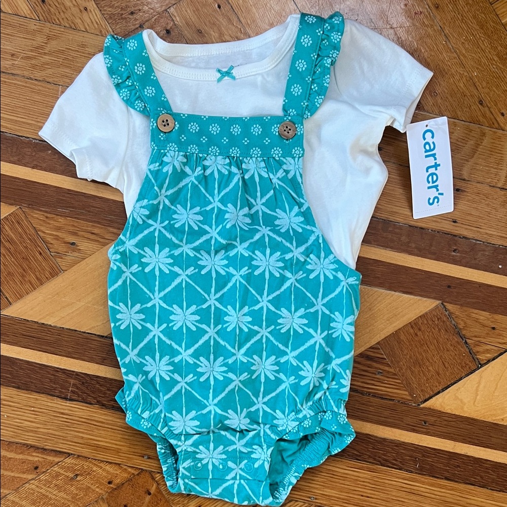 Carter's Turquoise Floral Baby Romper